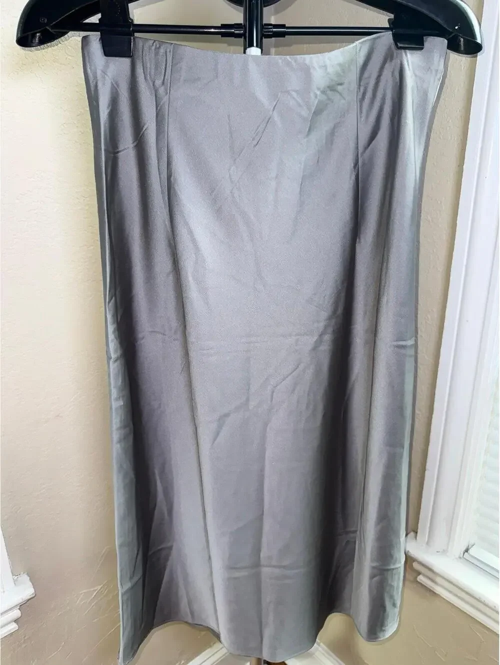 J.Crew Collection Satin Slip Skirt Silver Gray Midi Skirt Size Small NWT - Picture 2 of 5
